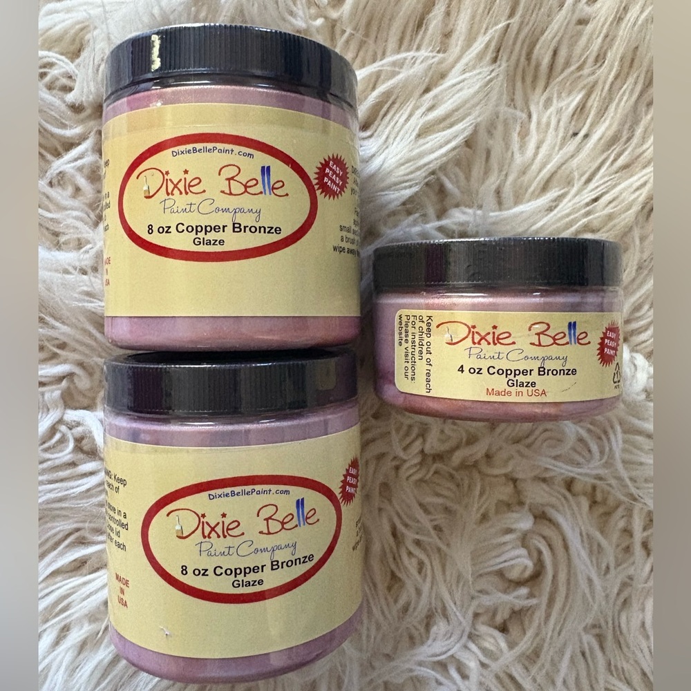 Dixie Belle Chalk Paint Company Copper Bronze Glaze Finishing Coat Bundle of 3